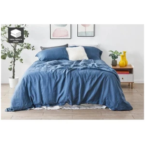 100% French Linen Quilt Cover Set - Berling Sea, Queen
