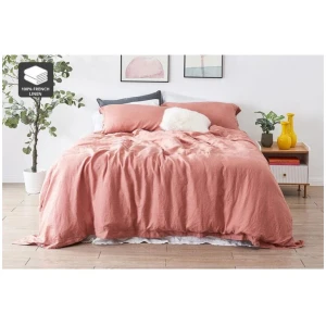 100% French Linen Quilt Cover Set - Terracotta, King