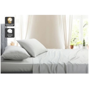 1000TC Cotton Rich Bed Sheet Set - Silver Grey, Queen