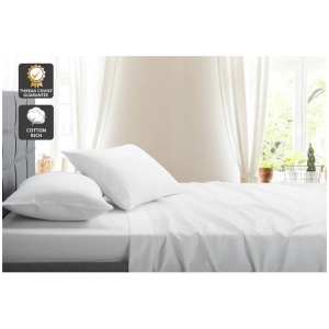 1000TC Cotton Rich Bed Sheet Set - White, Queen
