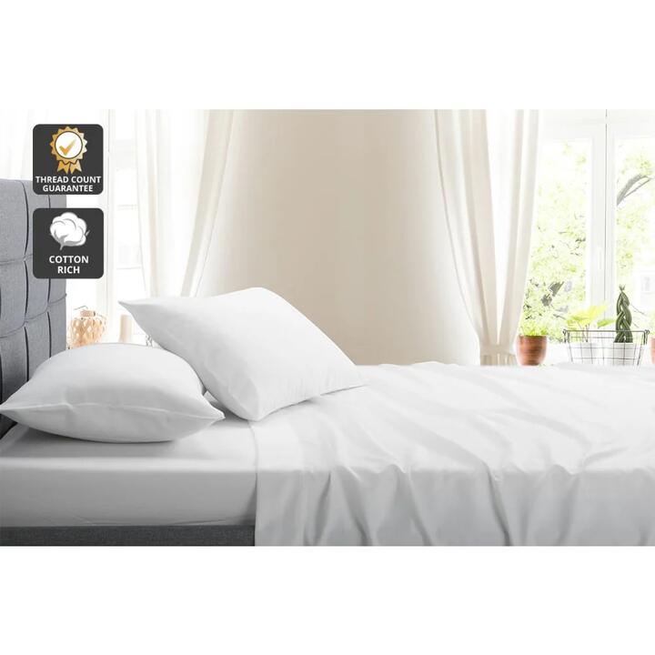 1000TC Cotton Rich Bed Sheet Set - White, Queen