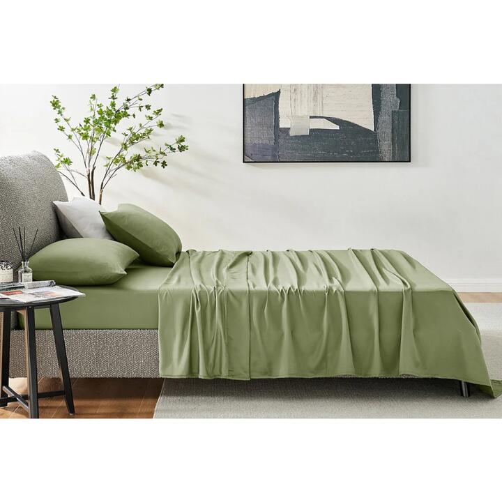 1200TC Cotton Bed Sheet Set Oiled Green