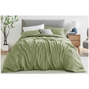 1200TC Cotton Quilt Cover Set Oiled Green