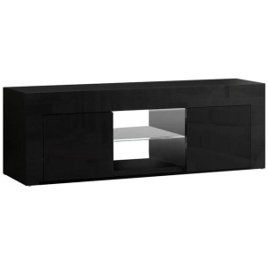 130cm RGB LED TV Stand Cabinet Entertainment Unit Gloss Furniture Black