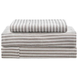 150GSM Stripes Flannelette Bed Sheet Set - Dark Oak, Queen