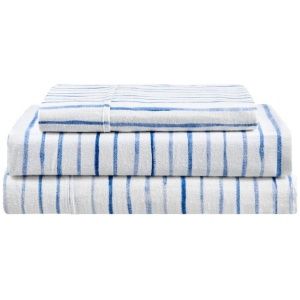 150GSM Waterprint Flannelette Bed Sheet Set - Blue, King