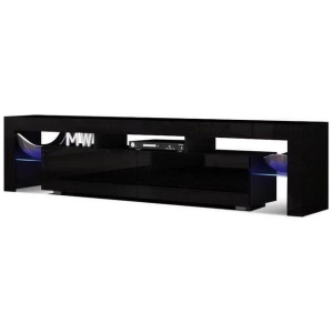 189cm RGB LED TV Stand Cabinet Entertainment Unit Gloss Furniture Drawers Tempered Glass Shelf Black