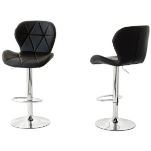 2 Comfortable Bar Stools (Black) w/ Adjustable Height, 90-112cm