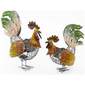 2 Piece Doodle Doo & Peck Metal Candle Holder