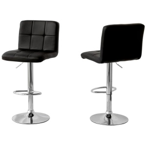 2 Tall Back Paddled Leather Barstools (Black), 90-110cm