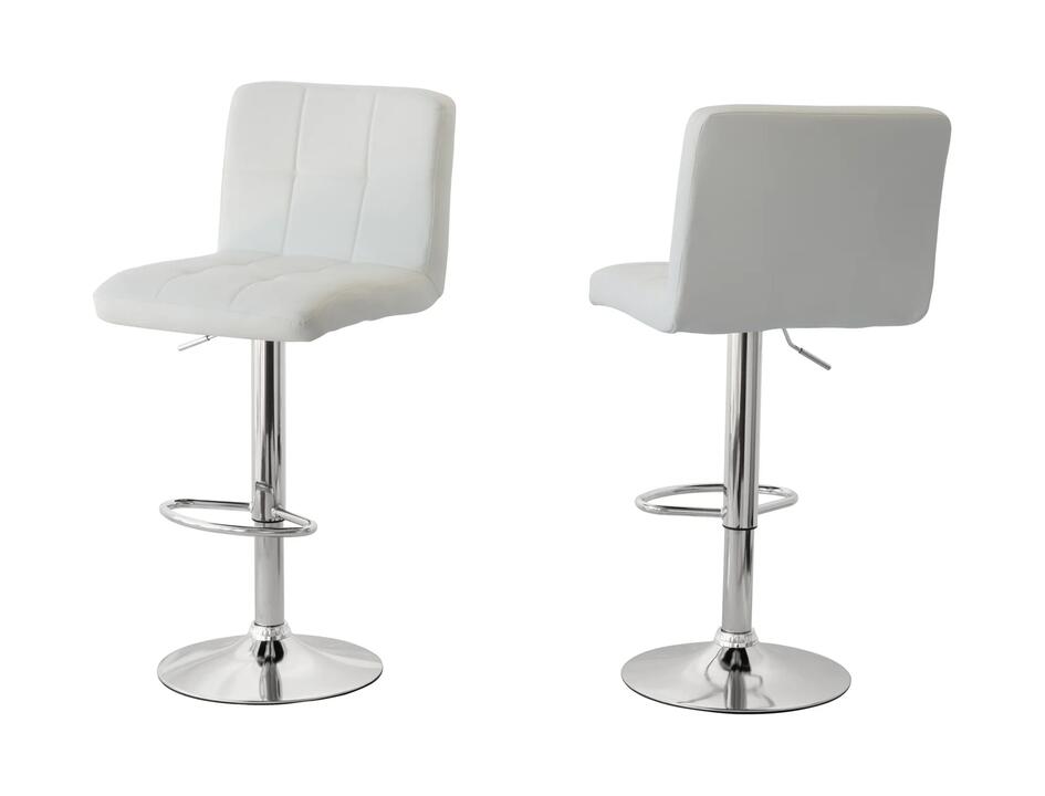 2 Tall Back Paddled Leather Barstools (White), 90-110cm
