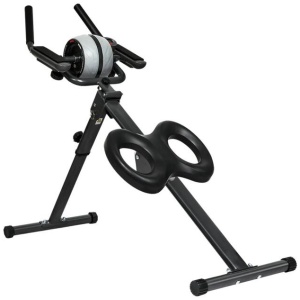 2-in-1 Folding Ab Machine & Roller Wheel Trainer | Adjustable Crunch Bench with Workout Mat, LED Display & Phone Holder