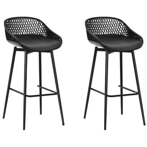 2PC Outdoor Bar Stools Plastic Metal Dining Chair Patio Furniture Garden