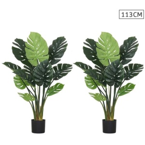 2X 113cm Artificial Indoor Potted Turtle Back Fake Decoration Tree Flower Pot Plant