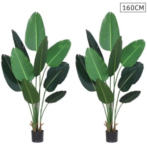 2X 160cm Artificial Green Indoor Traveler Banana Fake Decoration Tree Flower Pot Plant