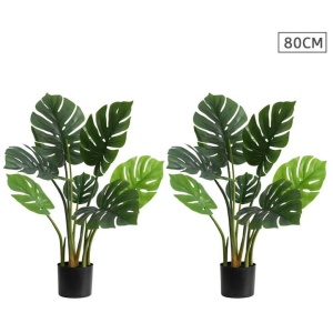 2X 80cm Artificial Indoor Potted Turtle Back Fake Decoration Tree Flower Pot Plant