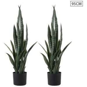 2X 95cm Artificial Indoor Snake Sansevieria Plant Fake Decoration Tree Flower Pot