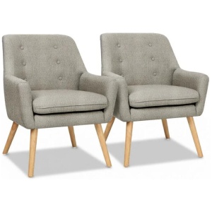 2X Armchair Lounge Chair Accent Tub Chair Beige ANNE