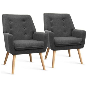 2X Armchair Lounge Chair Accent Tub Chair Charcoal ANNE