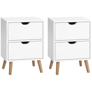 2X Bedside Table 2 Drawers - BODEN White