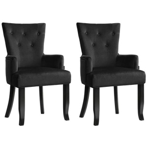 2x Artiss Dining Chairs Velvet French Provincial Armchair Black