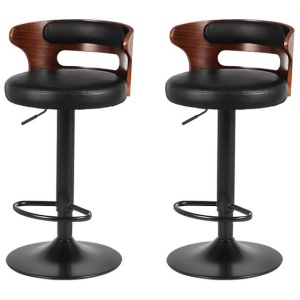 2x Bar Stools Gas Lift Faux Leather