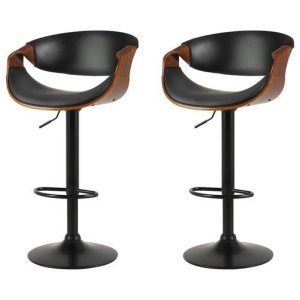 2x Bar Stools Gas Lift Leather w/Armrest