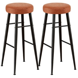 2x Bar Stools Kitchen Dining Chairs Counter Round PU Leather Lane Brown
