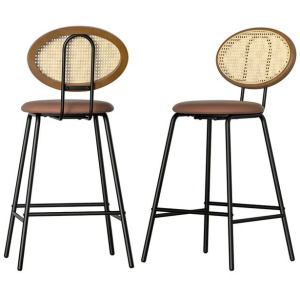 2x Bar Stools PU Leather Stools Brown