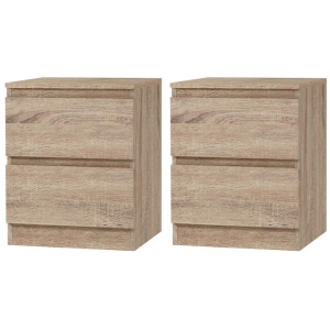 2x Bedside Table 2 Drawers - PEPE Oak