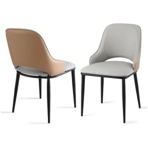 2x Dining Chairs Hollow PU Leather Kitchen Lounge Cafe Accent Chair Grey