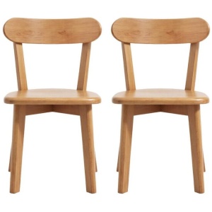 2x Dining Chairs Wooden Kitchen Accent Chair Cafe Lounge Rubber Wood