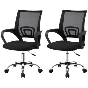 2x Mesh Office Chair Mid Back Black