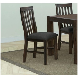 2x Wooden Frame Leatherette in Solid Wood Acacia & Veneer Dining Chairs in Chocolate Colour