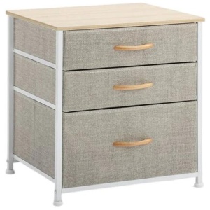3 Drawer Nightstand Bedside Table Beige