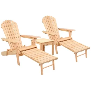 3 Piece Outdoor Beach Chair and Table Set