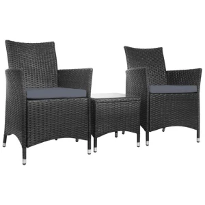 3 Piece Wicker Outdoor Furniture Set - Black