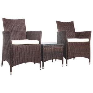 3 Piece Wicker Outdoor Furniture Set - Brown