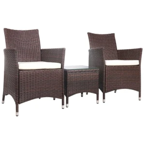 3 Piece Wicker Outdoor Furniture Set - Brown