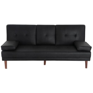 3 Seater Adjustable Sofa Bed With Cup Holder Black