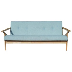 3-Seater Fabric Wood Sofa Liucne Couch Oak Frame - Mint