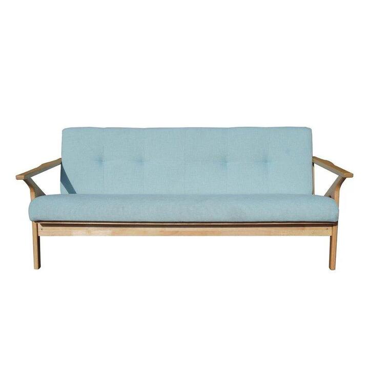 3-Seater Fabric Wood Sofa Liucne Couch Oak Frame - Mint