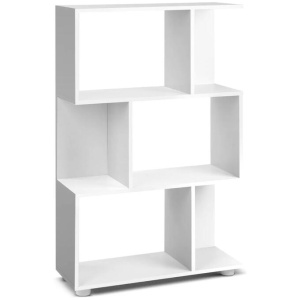 3 Tier Zig Zag Bookshelf Display Storage Cabinet - White