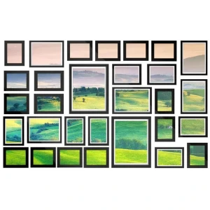 30 PCS Photo Frame Set Wall Hanging Collage Picture Frames Home Decor Gift Black