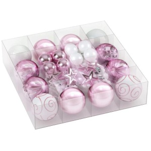 33pcs Christmas Tree Decorations Set Baubles Ornaments Party Pink
