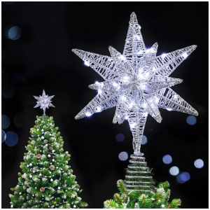 3D Christmas Tree Topper Star LED Decorations Xmas Party Timer