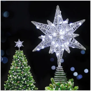 3D Christmas Tree Topper Star LED Decorations Xmas Party Timer