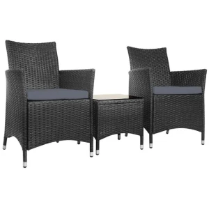 3pc Bistro Wicker Outdoor Furniture Set Black