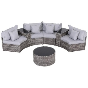 4 Seater Outdoor Sofa Set 7PCS Table Chair Set Garden Rattan Patio Furniture