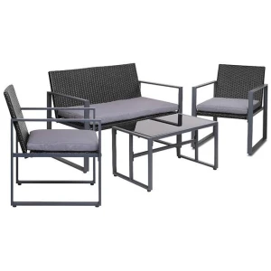 4PC Outdoor Furniture Patio Table Chair Black